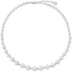 Majorica Choker 43/48 厘米长纯银镀铑，...